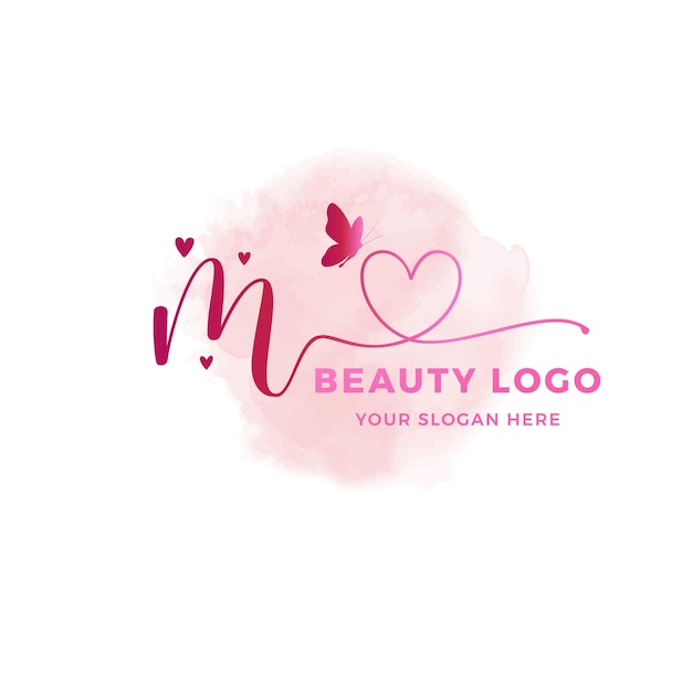 M luxe initialen logo beauty logo rose gold logo nagel logo interieur design logo