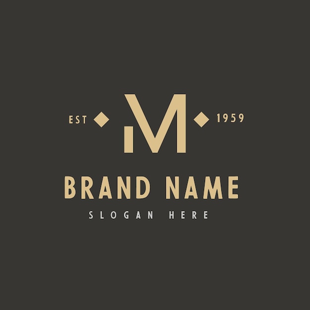 M luxury vintage logo