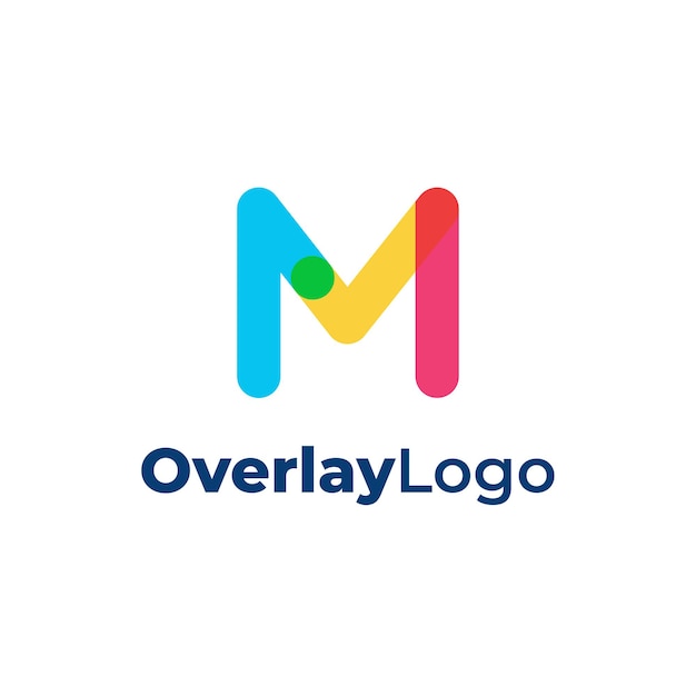 Vector m modern and colorful initial alphabet letter logo overlapping graphics