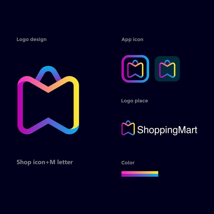 M Modern Shopping Logo Design