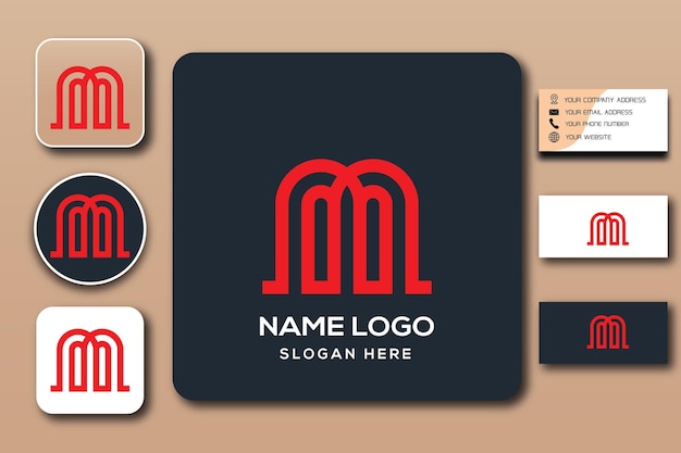 Vector m monogram logo template color editable