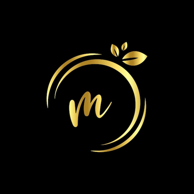 M Monograms Circle handwriting logo template vector