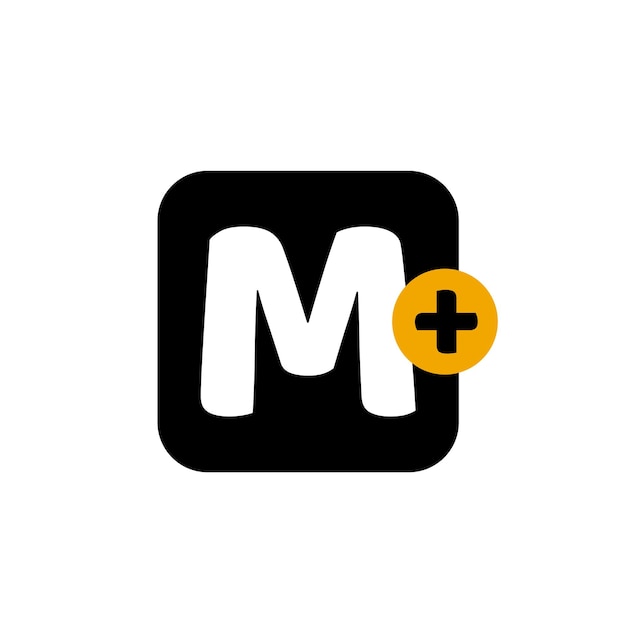 M plus brand letters icon M plus vector monogram