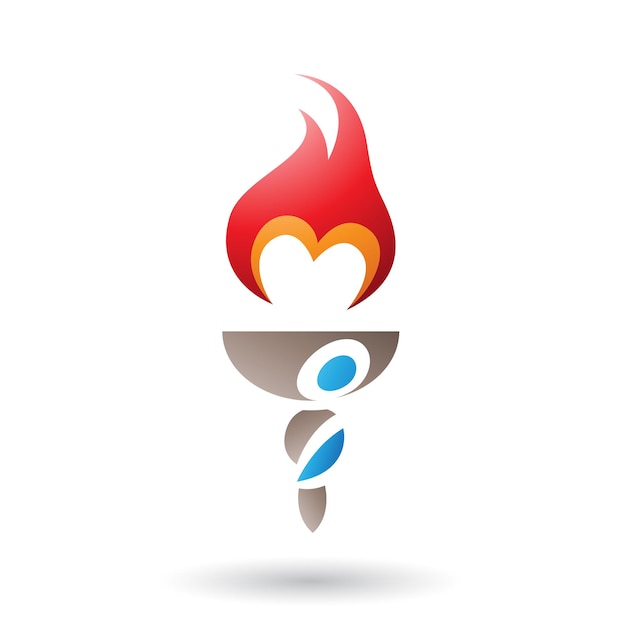 M Shaped Red Fire and Torch Vector Illustration