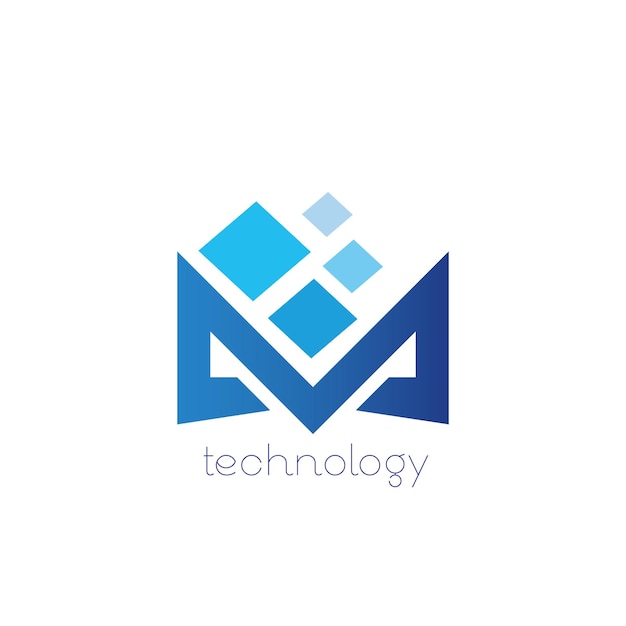 m технология бренд символ дизайн графический минималистский логотип