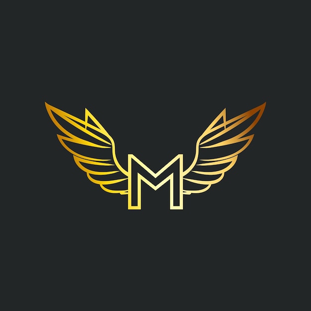 Vector m with wings logo design transportation logo letter and wings concept