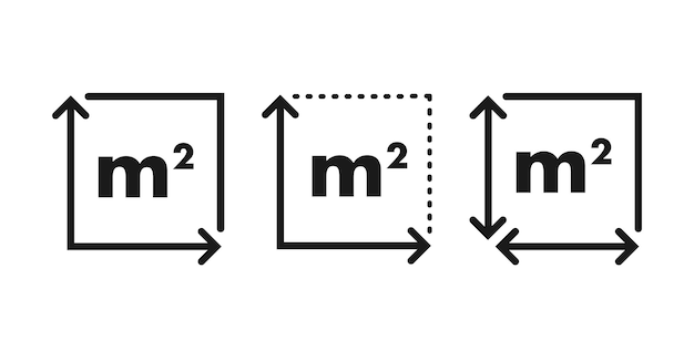 M2 area unit icon square meter vector stock illustration