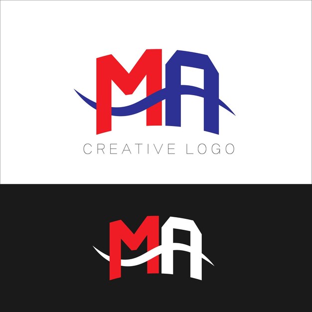 MA initial letter logo