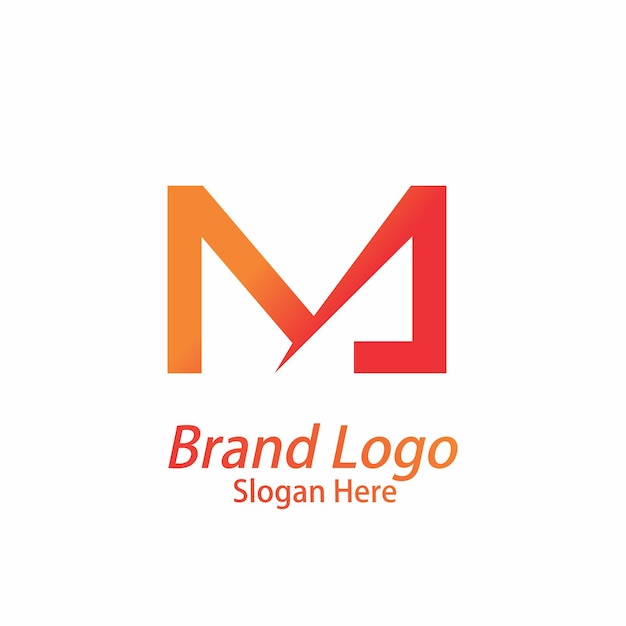 ma letter logo design gradient red and orange color