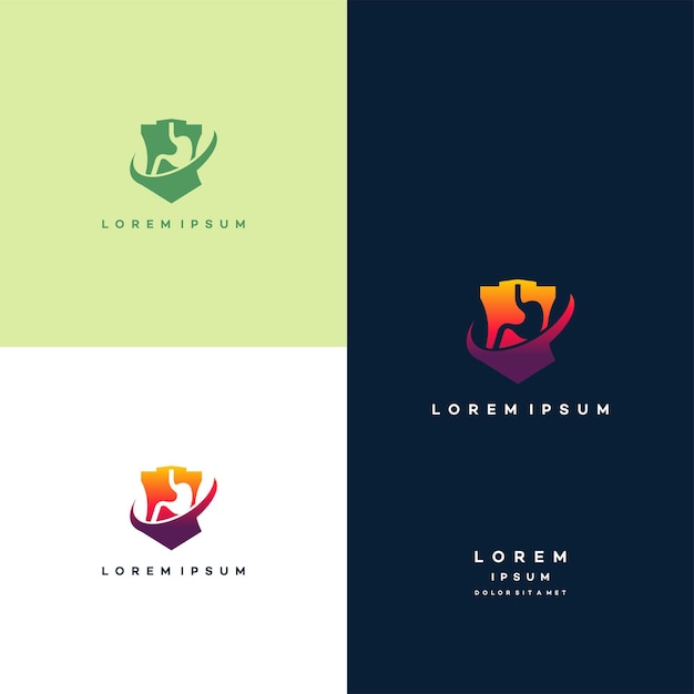 Maag Logo ontwerpt concept vector, Maag Schild logo ontwerpen, Maag Bescherm logo inspiratie