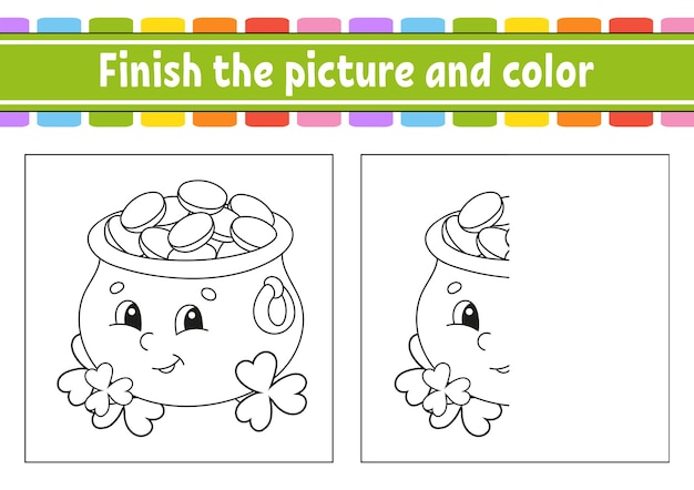 Maak de afbeelding af en kleur stripfiguur geïsoleerd op een witte achtergrond Voor het onderwijs aan kinderen Activiteit werkblad