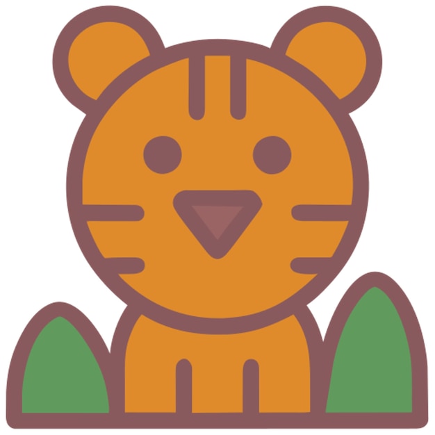 Maak een kleurplaat voor kinderen met een schattige tijger als hoofdpersonage. De tijger moet in een bos zijn.