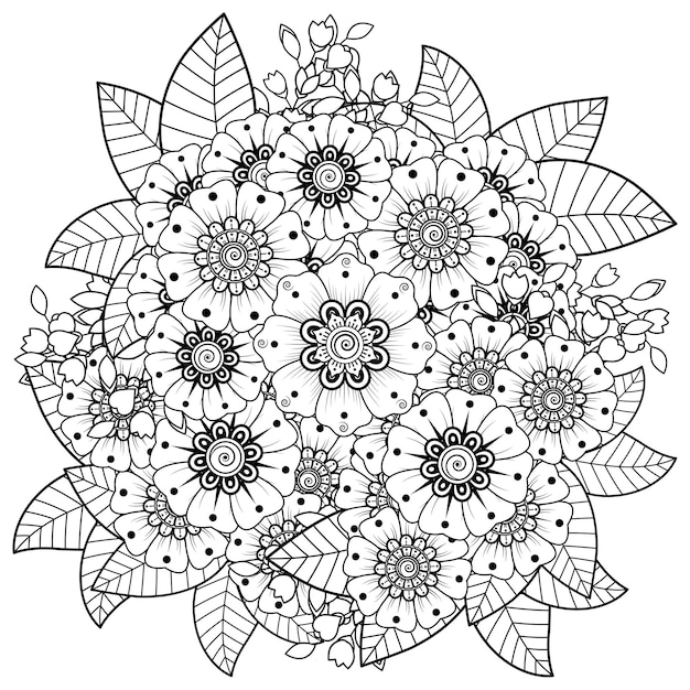 Maak een schets van bloemen in mehndi-stijl. decoratie in etnisch oosters, doodle ornament.