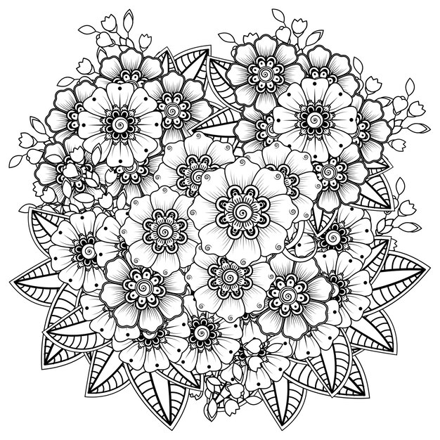 Maak een schets van bloemen in mehndi-stijl. decoratie in etnisch oosters, doodle ornament.