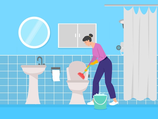 Maak het toilet schoon.