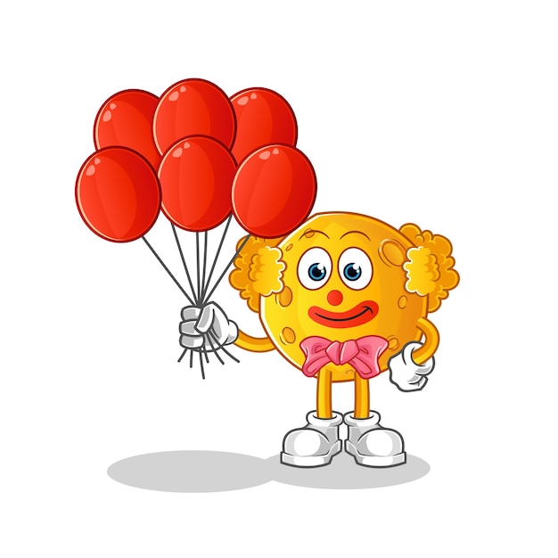 Maan clown met ballonnen stripfiguur