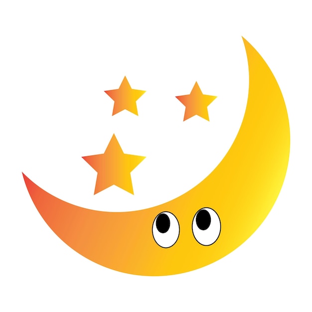 Maan en ster pictogram logo vector ontwerpsjabloon