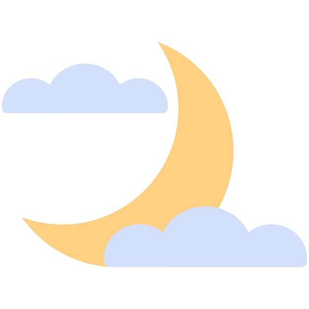 Maan en wolken's nachts platte vector icoon illustratie geïsoleerd op witte achtergrond