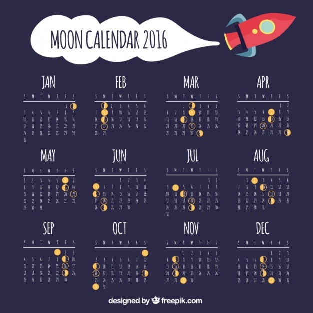 Vector maan kalender met ruimteschip