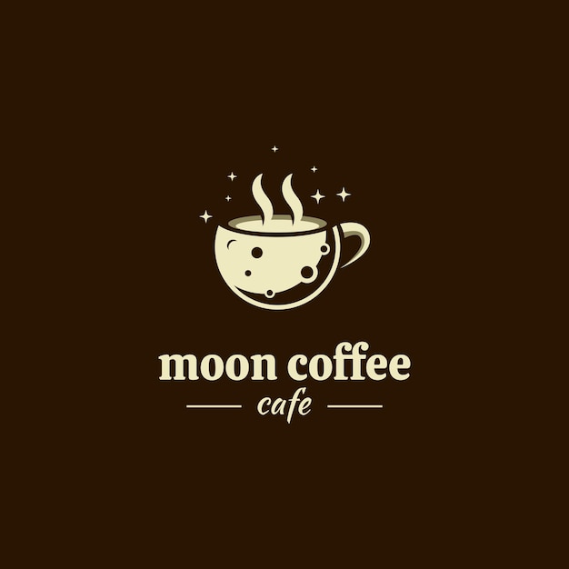 Maan koffie logo ontwerpsjabloon