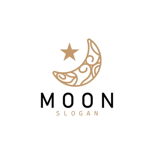 Maan Logo Crescent Star en maan Design Vector moderne luxe elegante pictogram sjabloon spel