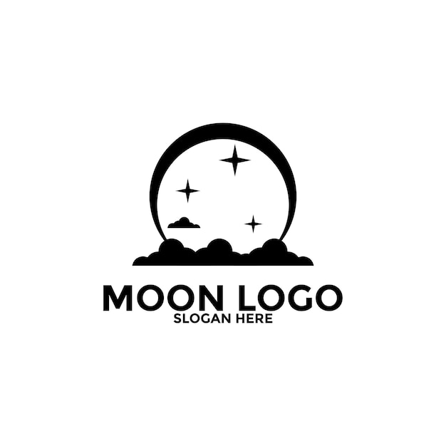 Maan logo vector pictogram eenvoudige maan logo ontwerpsjabloon