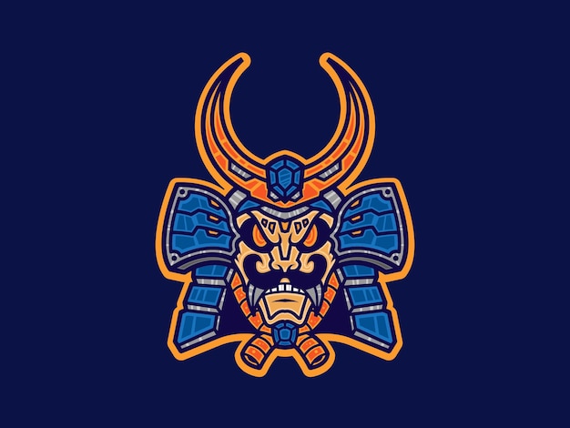 Maan Samurai Mascotte Logo Illustratie