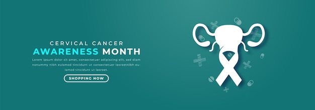 Vector maand van bewustwording over baarmoederhalskanker paper cut vector design illustratie voor achtergrondposterbanner