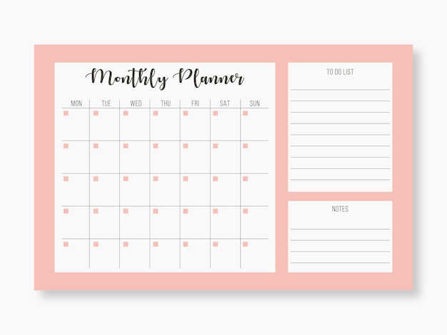 Maandelijkse planner kalendersjabloon