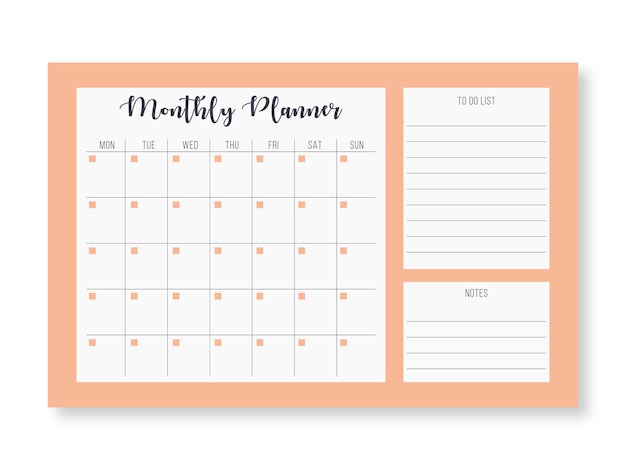 Maandelijkse planner kalendersjabloon