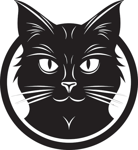 Maanverlichte Miauw Zwarte Kat Logo Rondsnuffelend Panther Vector Art