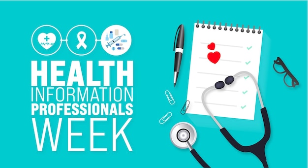 Maart is Health Information Professionals Week achtergrond sjabloon Vakantie concept