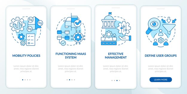 MaaS introduction components blue onboarding mobile app screen