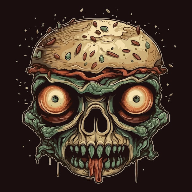 Macabre monster hamburger kunst vector illustratie