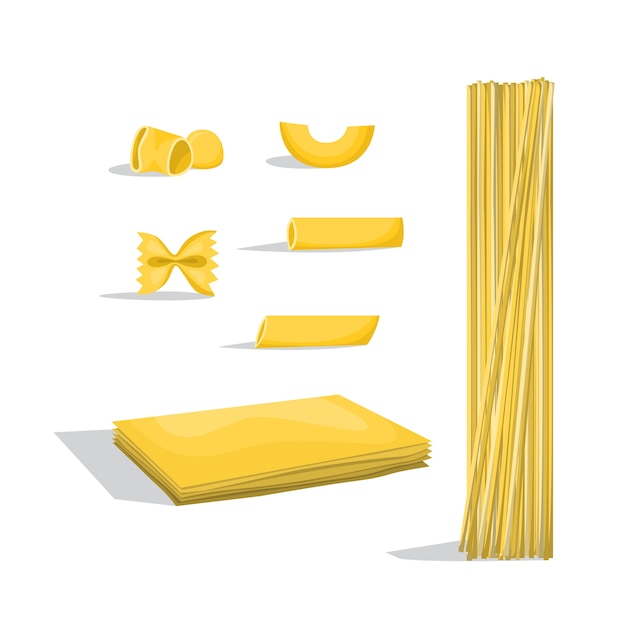 Macaroni set. different types of pasta. italian food