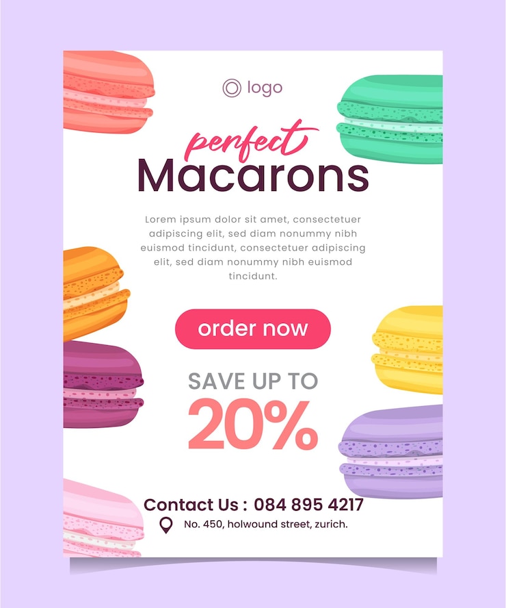 Vector macarons banner post template vector illustration