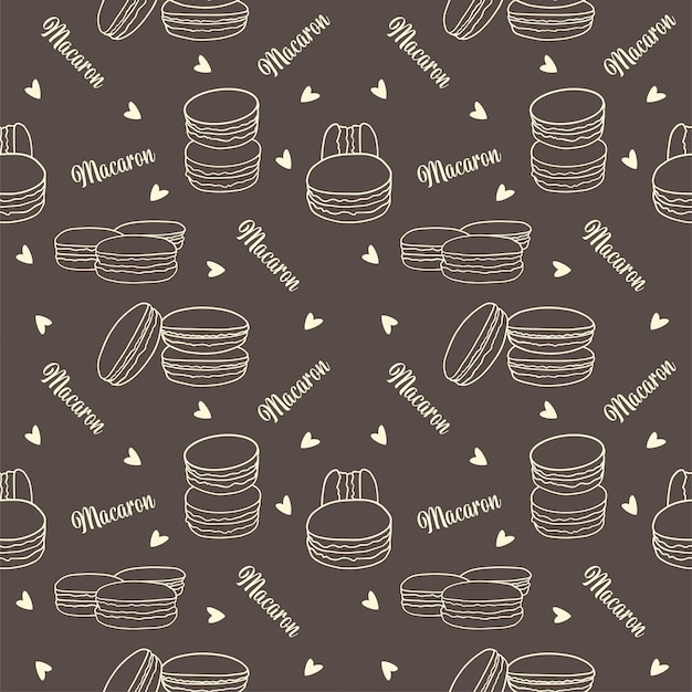 Macarons cookies seamless pattern doodle decorative hand drawn vector illustration