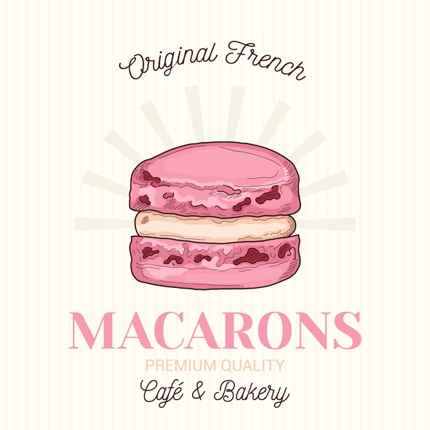 Vector macarons frans gebak vector embleem logo sjabloon
