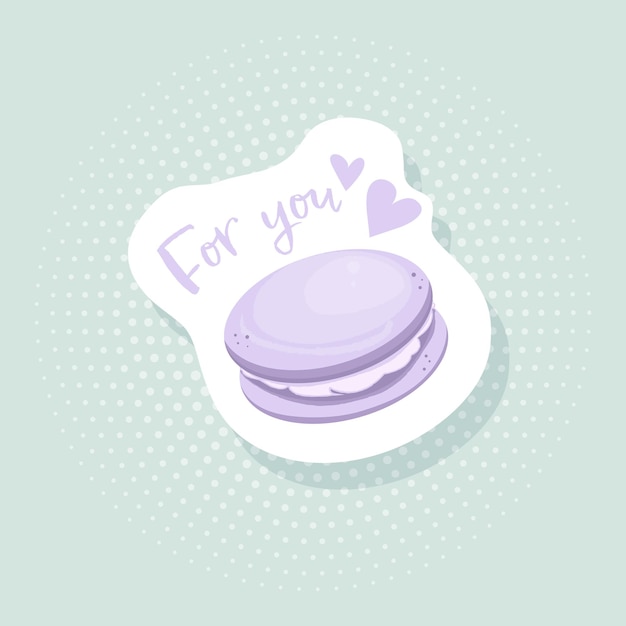 Macarons stickers on pop art, retro vintage style