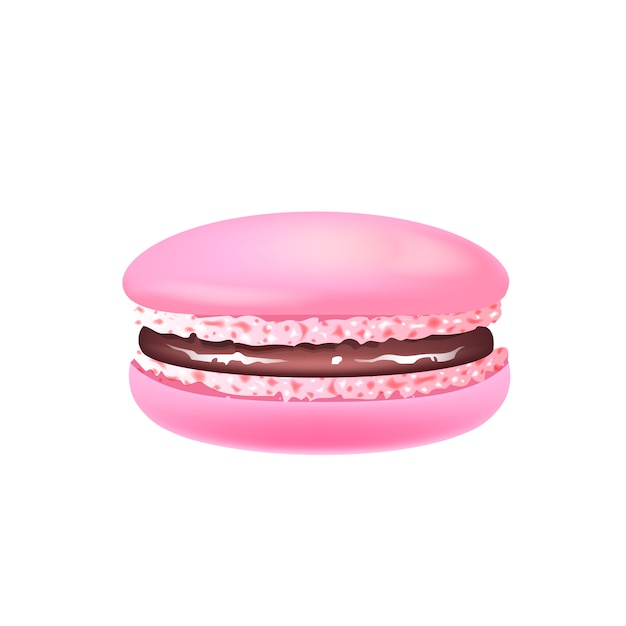 Macaroon, pink almond cookie realistic illustration