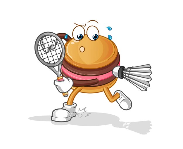 The macaroon playing badminton character mascot
