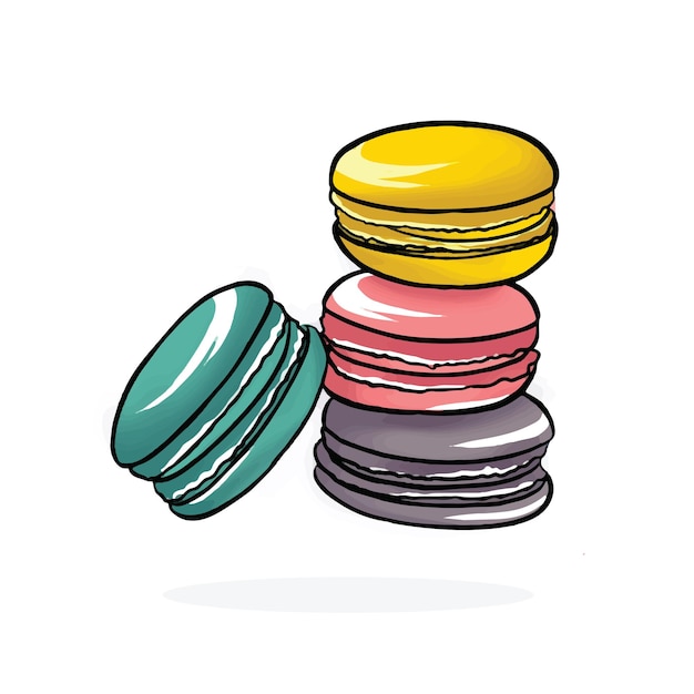 Vector macaroons sticker icon vector design element hand drawn