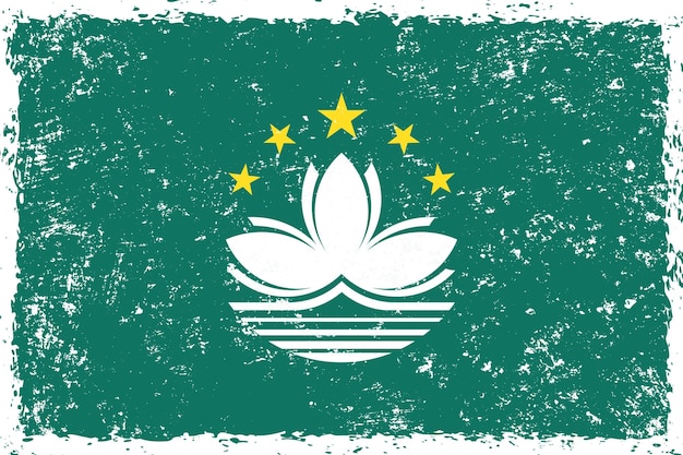 Macau flag grunge distressed style