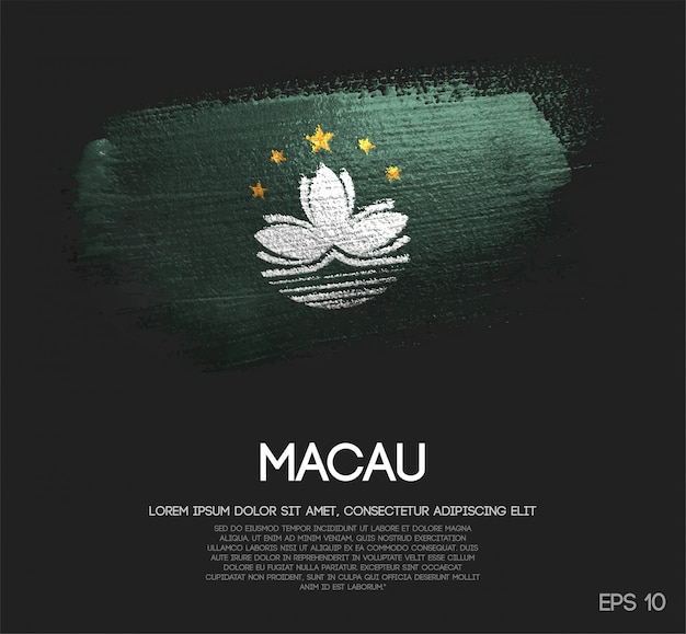 Macau Flag Made of Glitter Sparkle Brush Paint