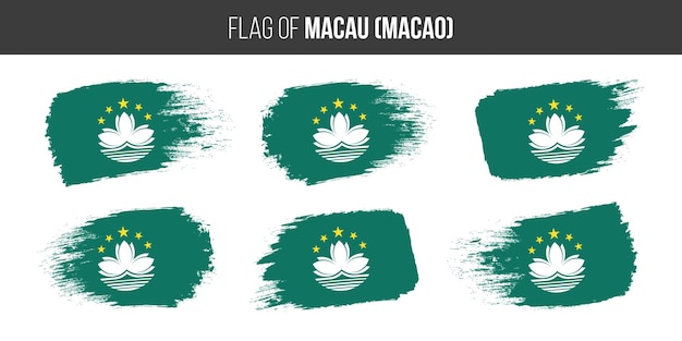 Macau flags Brush stroke grunge vector illustration flag of macao isolated on white