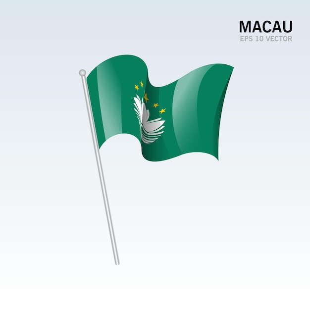 Macau wapperende vlag geïsoleerd op grijs