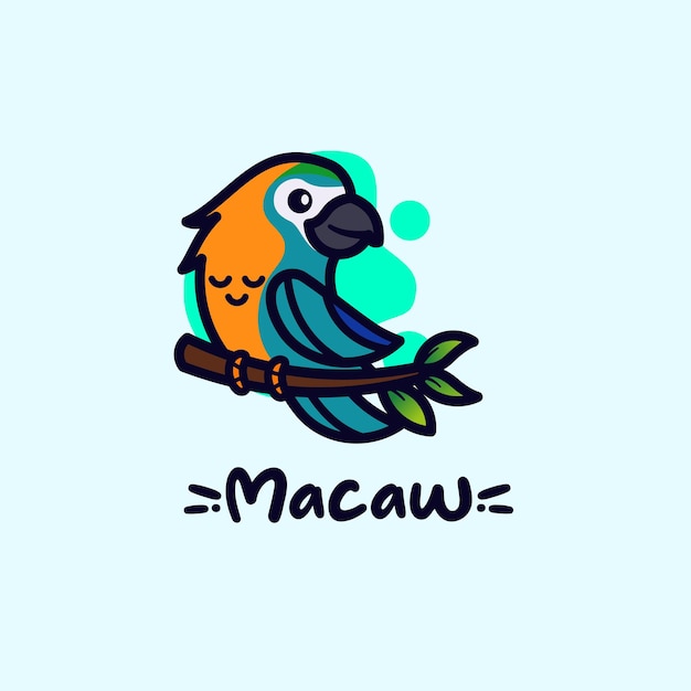 Macaw Bird Logo Cartoon Illustration