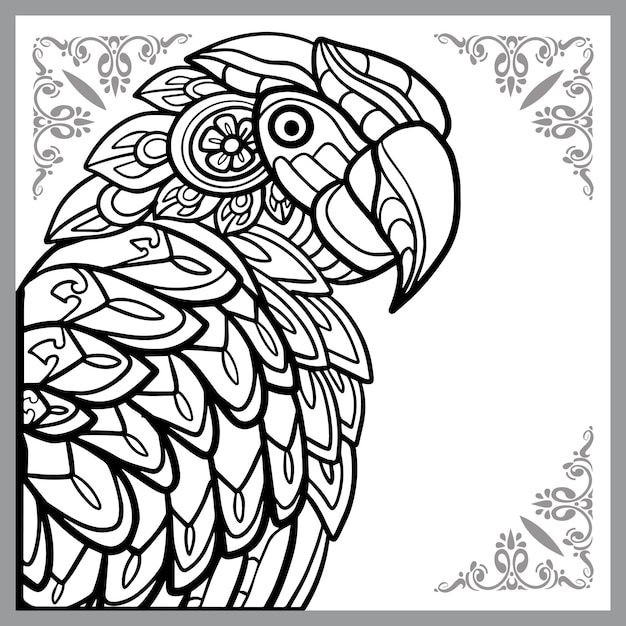 Macaw bird zentangle arts isolated on white background