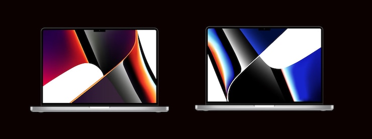 Вектор macbook pro 14 дюймов macbook в двух вариациях vector editorial illustration ровно украина 21 марта 2023