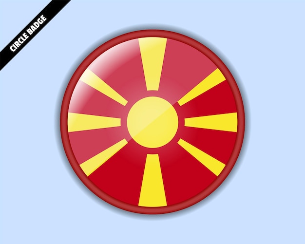 Macedonia flag circle badge vector design rounded sign with reflection